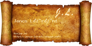Jencs Lóránt névjegykártya