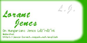 lorant jencs business card